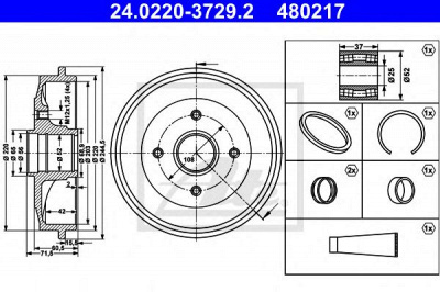 ATE 24022037292 -  Тормозной барабан