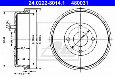 ATE 24022280141 -  Тормозной барабан