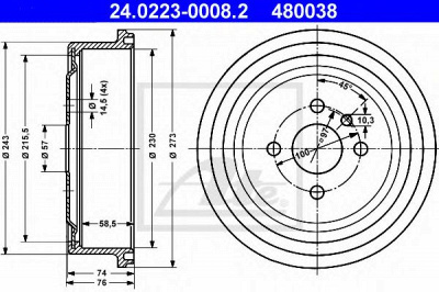 ATE 24022300082 -  Тормозной барабан