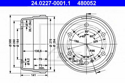 ATE 24022700011 -  Тормозной барабан