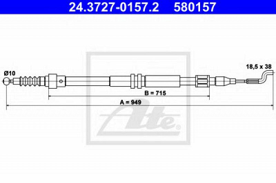 ATE 24372701572 -  Трос, стояночная тормозная система