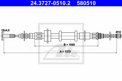 ATE 24372705102 -  Трос, стояночная тормозная система