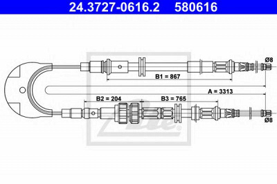 ATE 24372706162 -  Трос, стояночная тормозная система