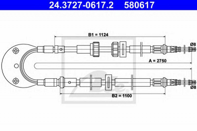 ATE 24372706172 -  Трос, стояночная тормозная система