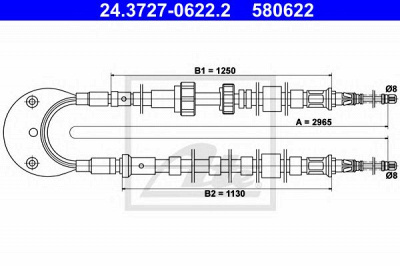ATE 24372706222 -  Трос, стояночная тормозная система