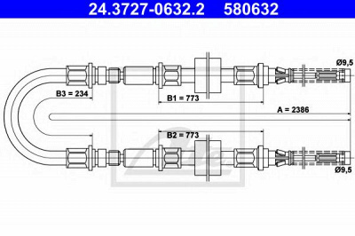 ATE 24372706322 -  Трос, стояночная тормозная система