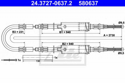 ATE 24372706372 -  Трос, стояночная тормозная система