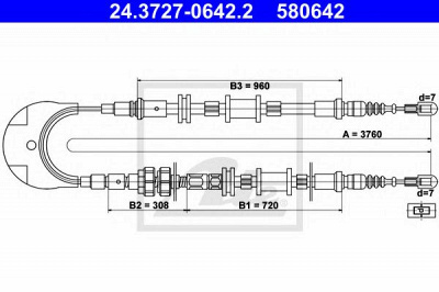ATE 24372706422 -  Трос, стояночная тормозная система