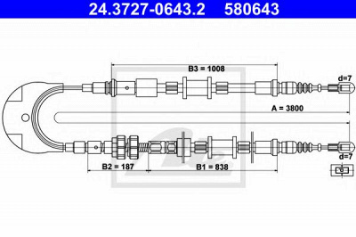 ATE 24372706432 -  Трос, стояночная тормозная система
