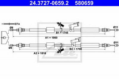 ATE 24372706592 -  Трос, стояночная тормозная система