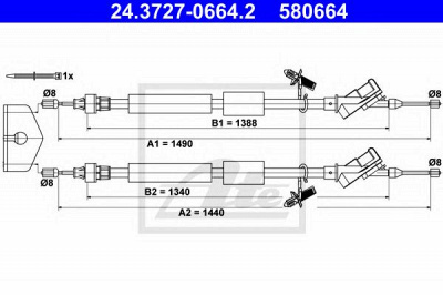 ATE 24372706642 -  Трос, стояночная тормозная система