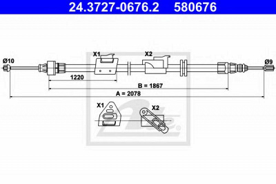 ATE 24372706762 -  Трос, стояночная тормозная система