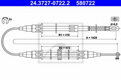 ATE 24372707222 -  Трос, стояночная тормозная система