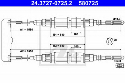 ATE 24372707252 -  Трос, стояночная тормозная система