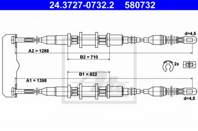 ATE 24372707322 -  Трос, стояночная тормозная система