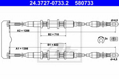 ATE 24372707332 -  Трос, стояночная тормозная система