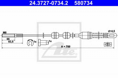 ATE 24372707342 -  Трос, стояночная тормозная система