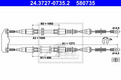 ATE 24372707352 -  Трос, стояночная тормозная система