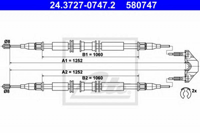 ATE 24372707472 -  Трос, стояночная тормозная система