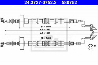 ATE 24372707522 -  Трос, стояночная тормозная система