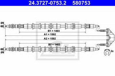 ATE 24372707532 -  Трос, стояночная тормозная система