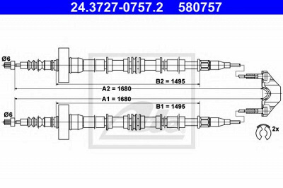 ATE 24372707572 -  Трос, стояночная тормозная система