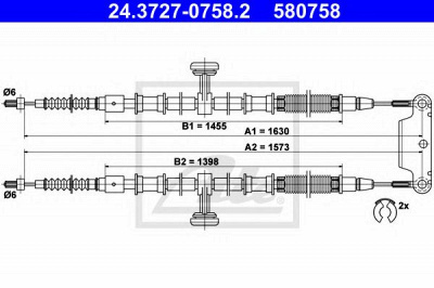ATE 24372707582 -  Трос, стояночная тормозная система