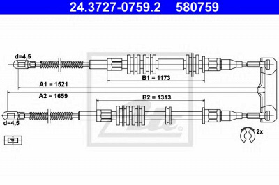 ATE 24372707592 -  Трос, стояночная тормозная система