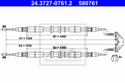ATE 24372707612 -  Трос, стояночная тормозная система