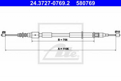 ATE 24372707692 -  Трос, стояночная тормозная система