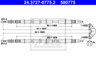ATE 24372707752 -  Трос, стояночная тормозная система