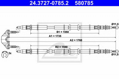 ATE 24372707852 -  Трос, стояночная тормозная система