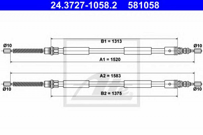 ATE 24372710582 -  Трос, стояночная тормозная система