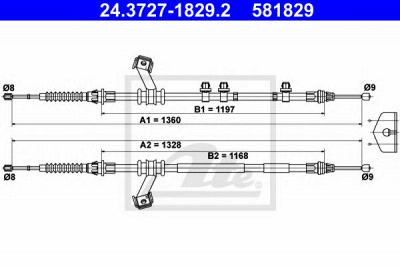 ATE 24372718292 -  Трос, стояночная тормозная система