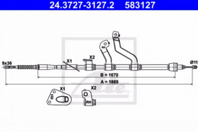 ATE 24372731272 -  Трос, стояночная тормозная система