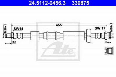 ATE 24511204563 -  Тормозной шланг