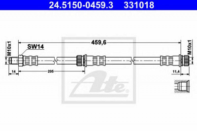 ATE 24515004593 -  Тормозной шланг