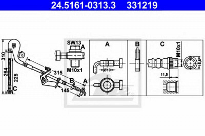 ATE 24516103133 -  Тормозной шланг