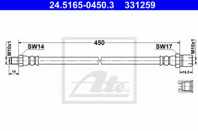 ATE 24516504503 -  Тормозной шланг