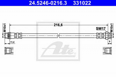 ATE 24524602163 -  Тормозной шланг