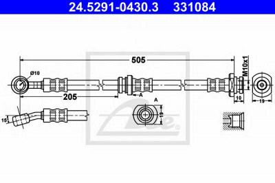 ATE 24529104303 -  Тормозной шланг