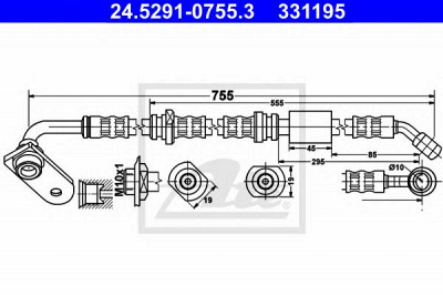 ATE 24529107553 -  Тормозной шланг