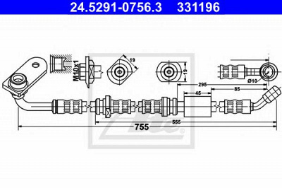 ATE 24529107563 -  Тормозной шланг