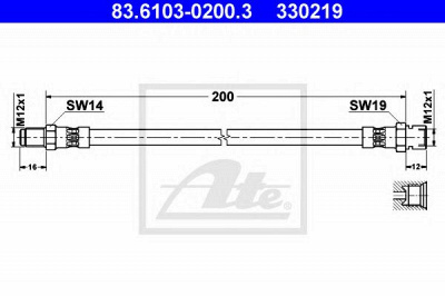 ATE 83610302003 -  Тормозной шланг