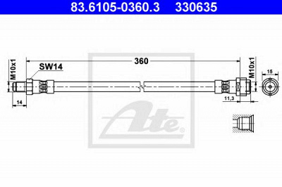 ATE 83610503603 -  Тормозной шланг