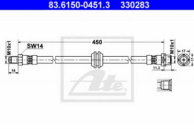 ATE 83615004513 -  Тормозной шланг