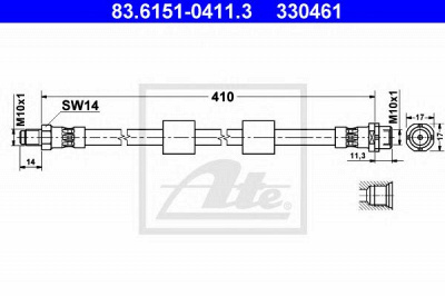 ATE 83615104113 -  Тормозной шланг