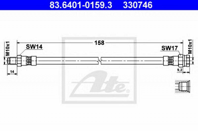 ATE 83640101593 -  Тормозной шланг