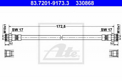 ATE 83720191733 -  Тормозной шланг