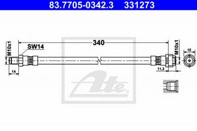 ATE 83770503423 -  Тормозной шланг